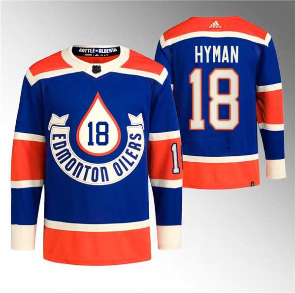 Men's Edmonton Oilers #18 Zach Hyman 2023 Royal Heritage Classic Primegreen Stitched Jersey Dzhi
